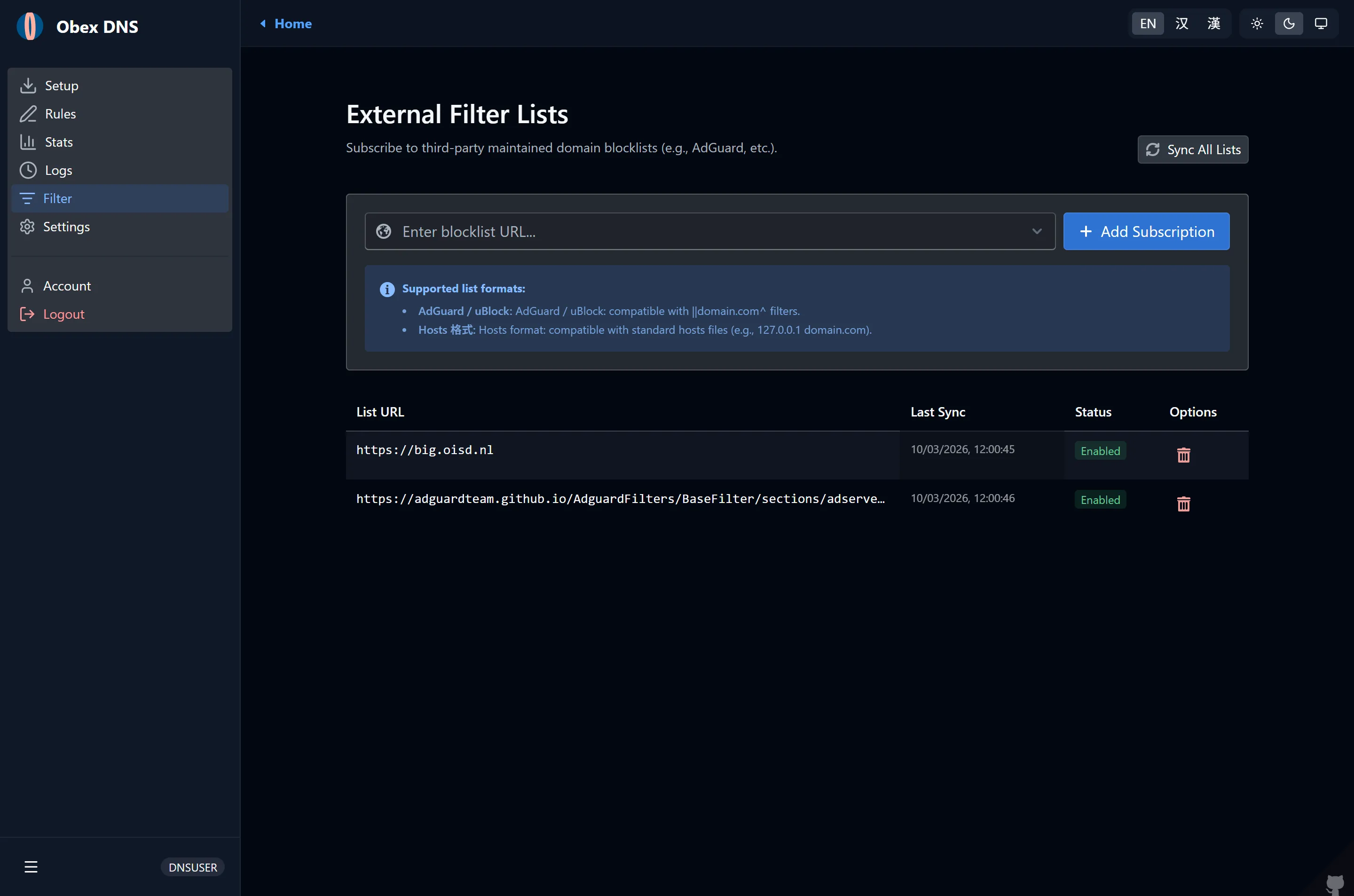 Filter Subscriptions & Blocklists